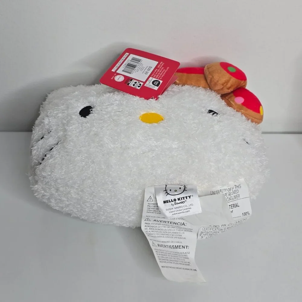 Hello Kitty Nogginz Face Plush Pillow Sanrio 2024 NEW Polka Dot Bow‎